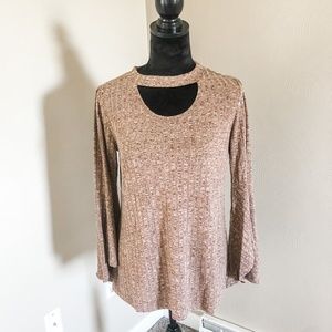 Flare Sleeve Choker Neck Top